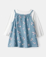 Baby Girl 2-Piece Floral Long-Sleeve Dress Set - Blue