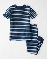Toddler Organic Cotton Pyjama Set Stripes-Blue
