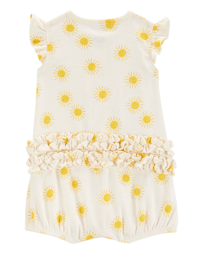 Baby Girl Sun Cotton Short-Sleeve Romper - Cream