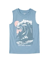 Kid Wave Graphic Surf Tank - Blue