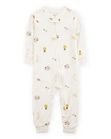 Baby Tropical Print PurelySoft Footless 1-Piece Pyjamas - Ivory