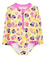 Baby Disney© Minnie Mouse 1-Piece Rashguard Swimsuit - Yellow/Pink