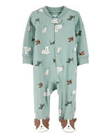 Baby Dog Print 2-Way Zip Cotton Sleeper
