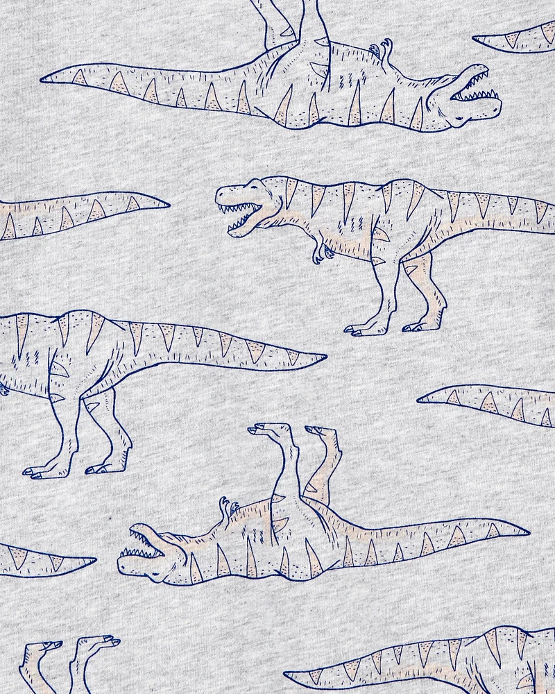 Kid Dinosaur Print Woven Short-Sleeve Tee