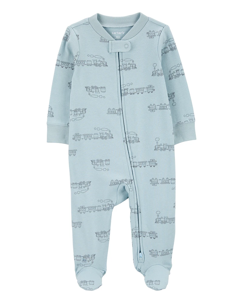 Baby Boy Train 2-Way Zip Sleeper Pyjamas