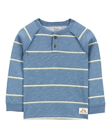 Baby Striped Cotton Blend Long-Sleeve Henley