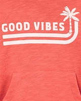 Toddler Palm Tree Knit Hoodie - Orange