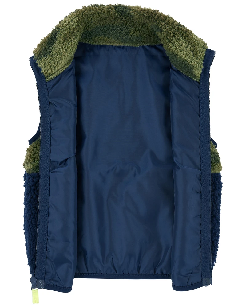 Camo Zip-Up Sherpa Vest