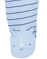 Baby Rhino Striped 2-Way Zip Cotton Sleeper Pyjamas - Blue