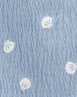 Baby 3-Piece Shell Print Outfit Set - Blue/White