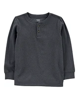 Kid Drop Needle Long-Sleeve Henley Tee