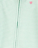 Toddler Striped Snug Fit Cotton Footie 1-Piece Pyjamas - Green