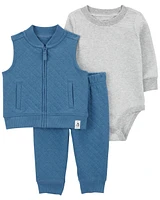 3-Piece Quilted Little Vest Set