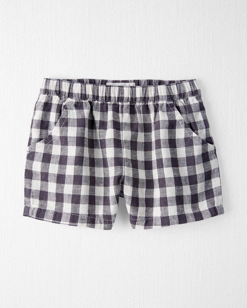 Baby Gingham Shorts Made With Linen