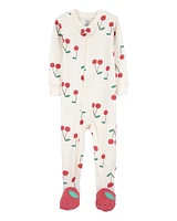 Toddler Cherry Print Snug Fit Cotton Footie 1-Piece Pyjamas