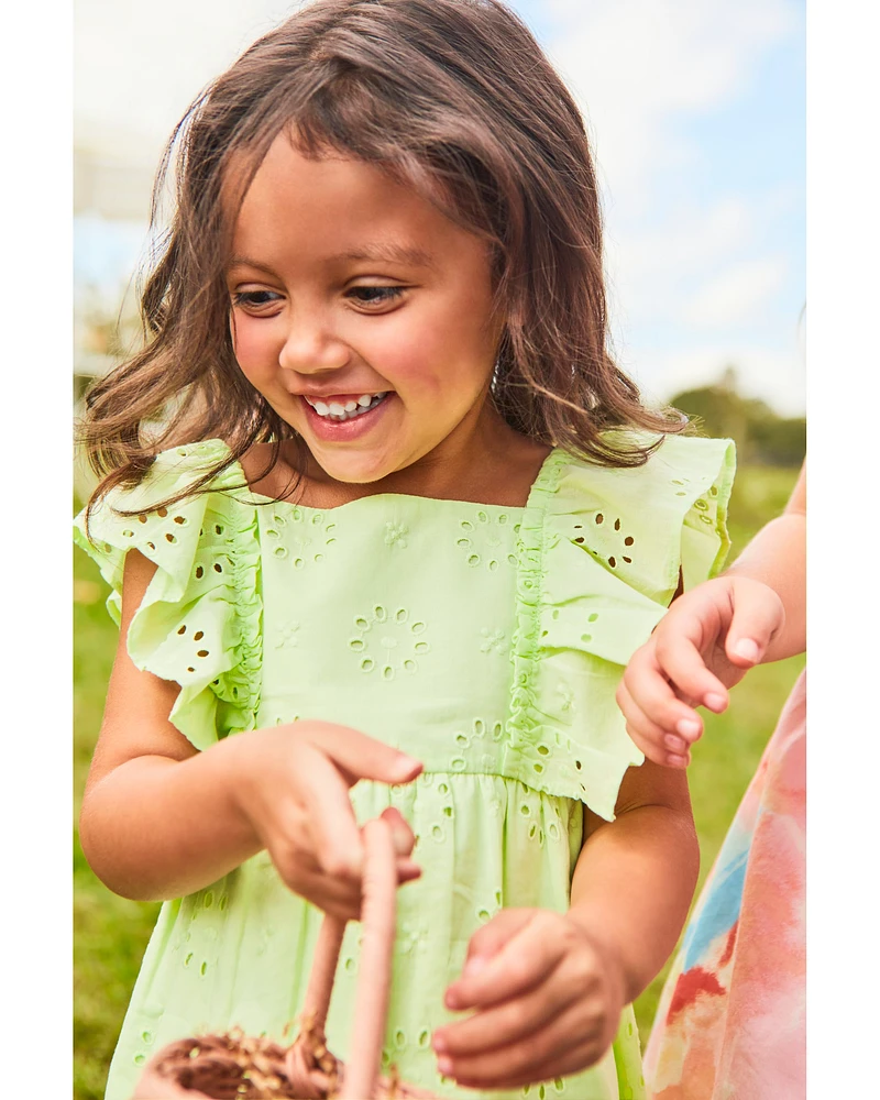 Kid Eyelet Flutter Dress