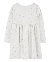 Kid Glitter Polka Dot Long-Sleeve Jersey Dress