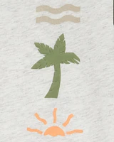 Toddler Tropical Cotton Blend Short-Sleeve Tee - Heather