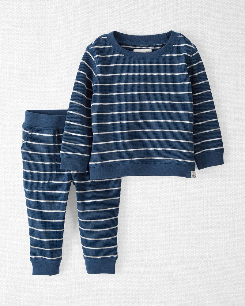 Baby Waffle Knit Set Made with Organic Cotton Stripes