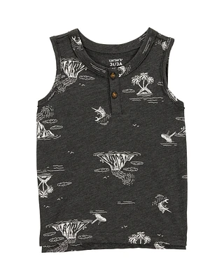 Baby Sea Print Slub Jersey Sleeveless Tank