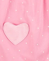 Baby Heart Short-Sleeve Cotton Romper - Pink