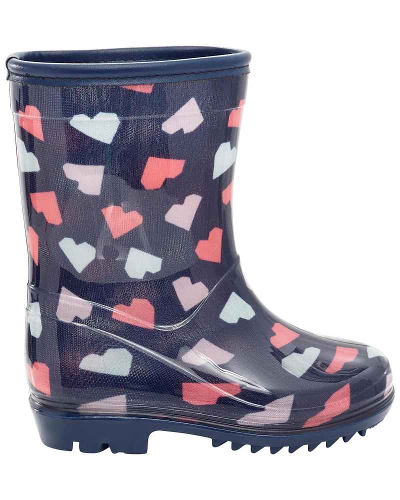 Toddler Heart Print Rain Boots