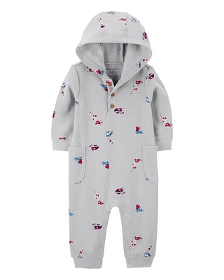 Baby Boat Print Thermal Jumpsuit - Grey