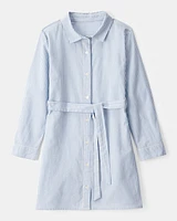 Kid Striped Long-Sleeve Shirt Dress