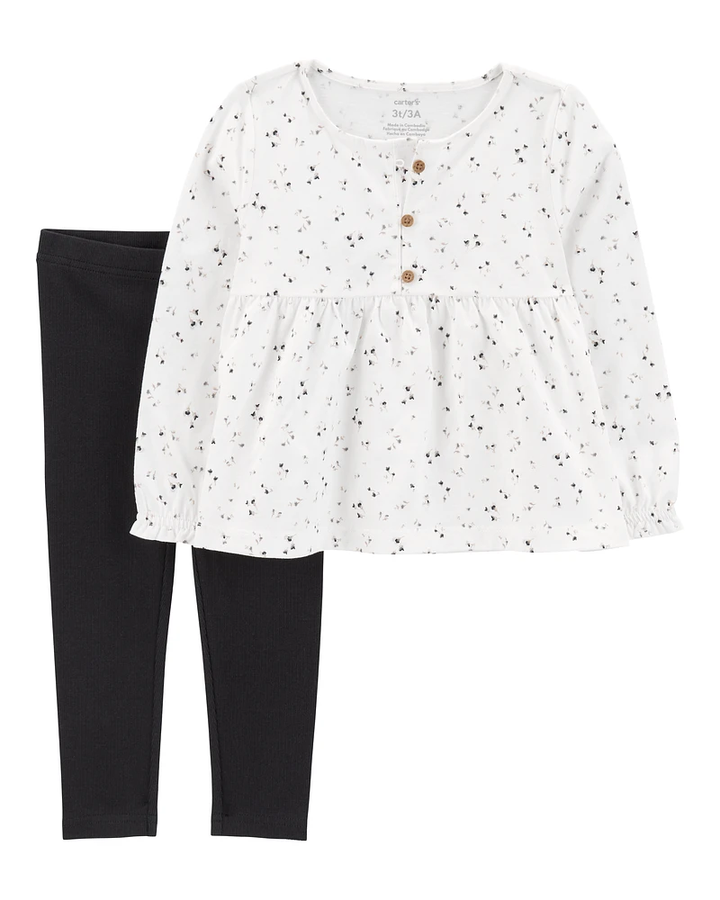 Toddler 2-Piece Floral Blouse & Legging Set