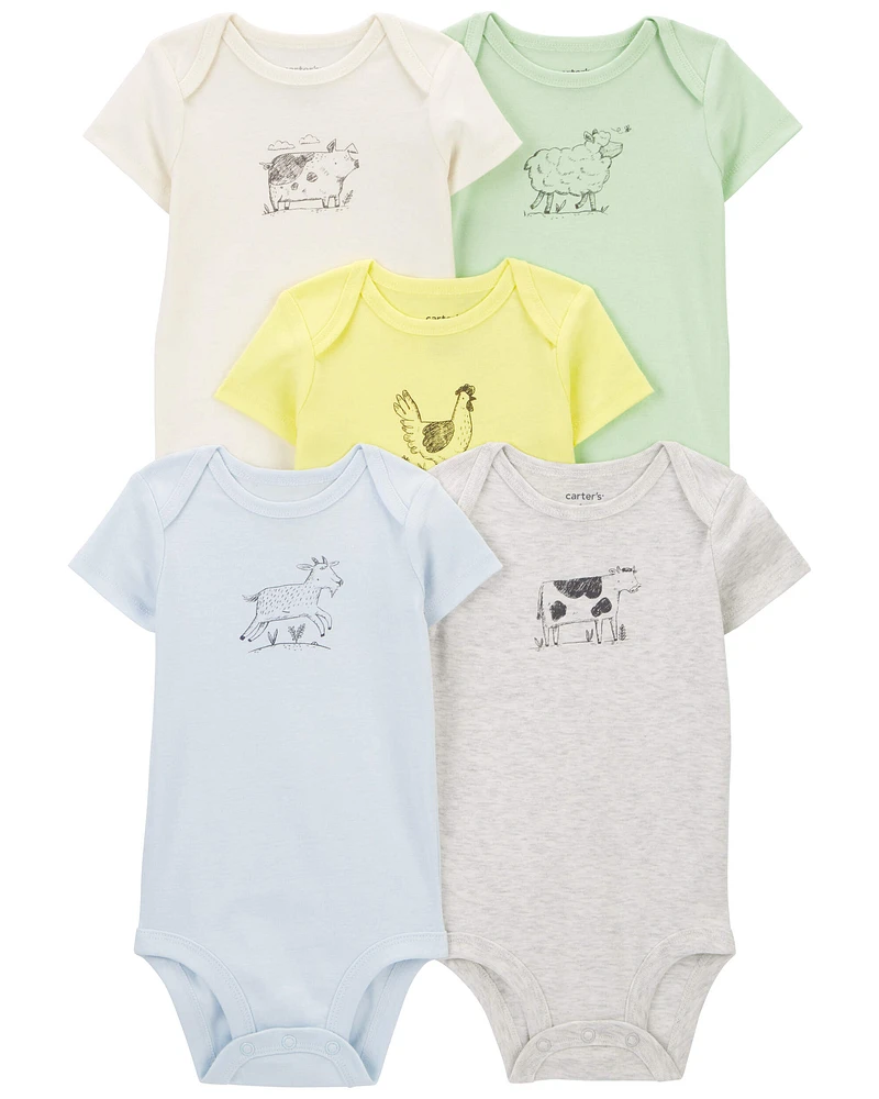 Baby 5-Pack Farm Animals Bodysuits