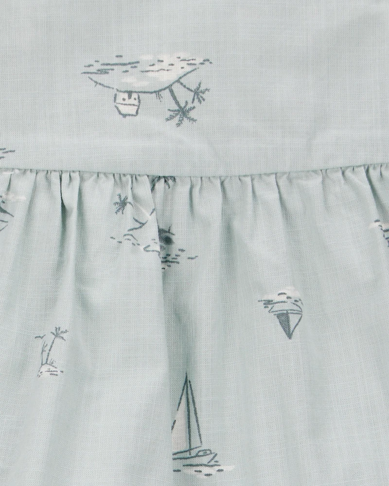 Baby 2-Piece Flutter Tank & Pull-On Short Set - Blue/White