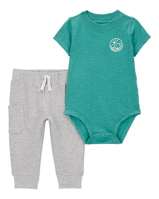 Baby 2-Piece "Sea You Later" Bodysuit & Pant Set - Green/Grey
