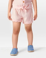 Toddler Ruffle Gauze Shorts - Pink