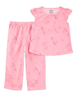 Toddler Unicorn Print Loose Fit 2-Piece Pyjamas - Pink