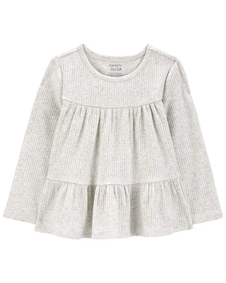 Toddler Tiered Long-Sleeve Ribbed Top