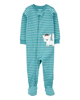 Toddler 1-Piece Wolf Striped 100% Snug Fit Cotton Footie Pajamas