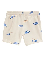 Toddler Sea Print Pull-On French Terry Shorts - Ivory