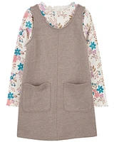 Kid 2-Piece Floral Long-Sleeve Tee & Cotton Dress Set