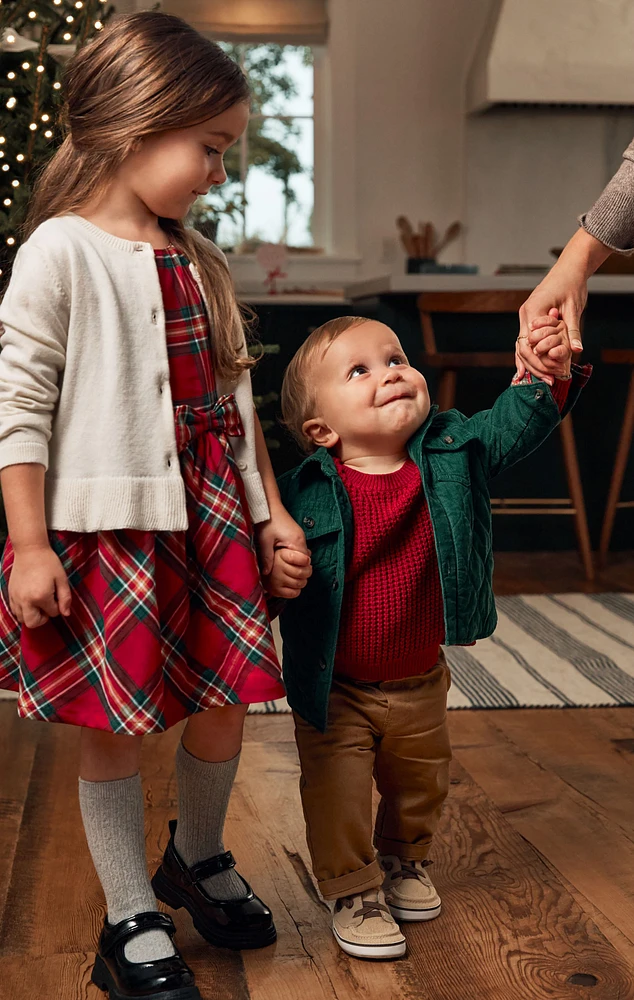 Kid Plaid Sateen Holiday Dress