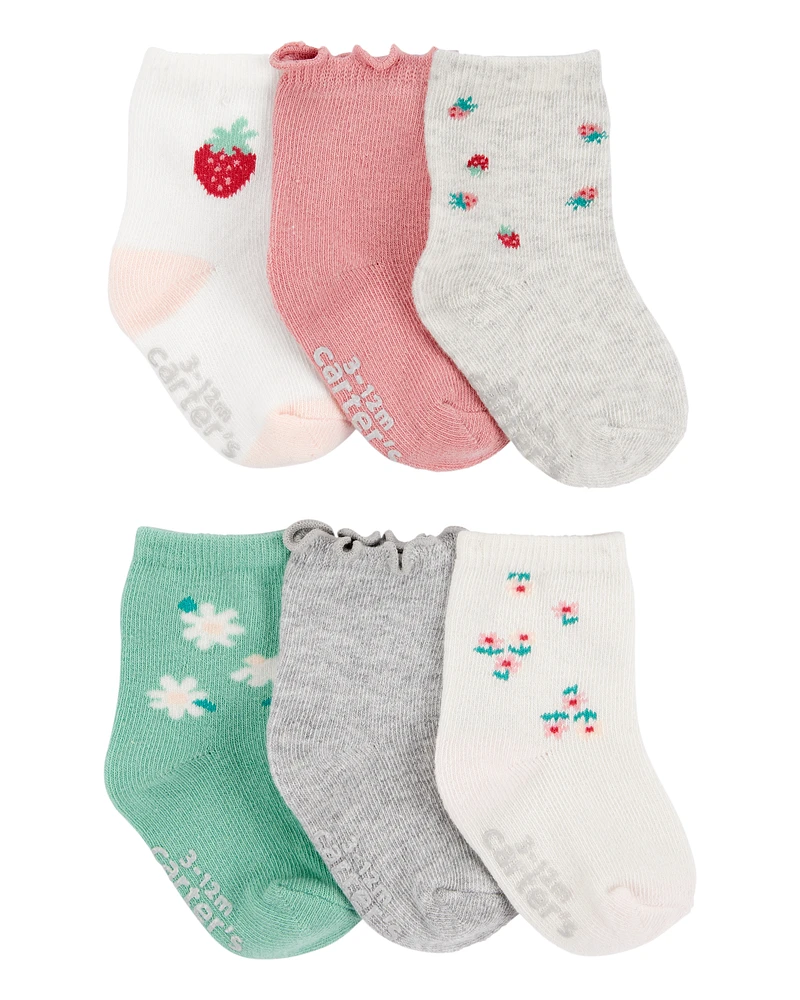 Baby 6-Pack Berry Flower Crew Socks