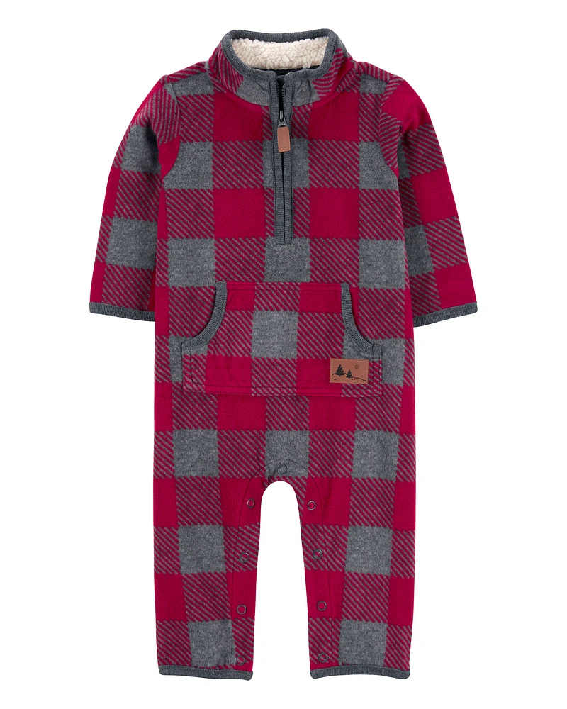 Baby Plaid Fleece Jumpsuit