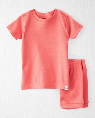 Baby Organic Cotton Ribbed Pyjama Set Pink