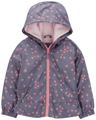 Kid Fleece-Lined Printed Flower Jacket