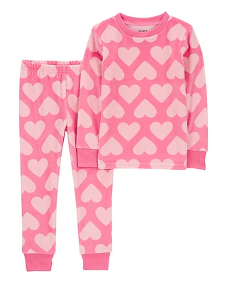 Toddler 2-Piece Fuzzy Velboa Heart Pyjamas