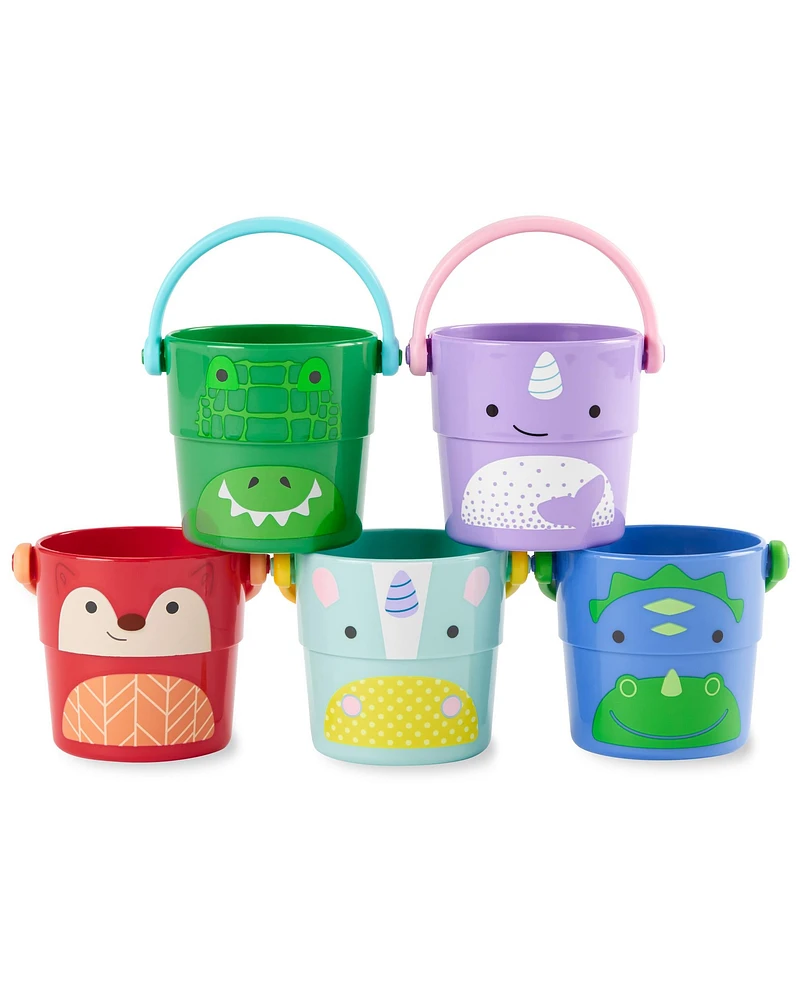 Zoo Stack & Pour Buckets Baby Bath Toy