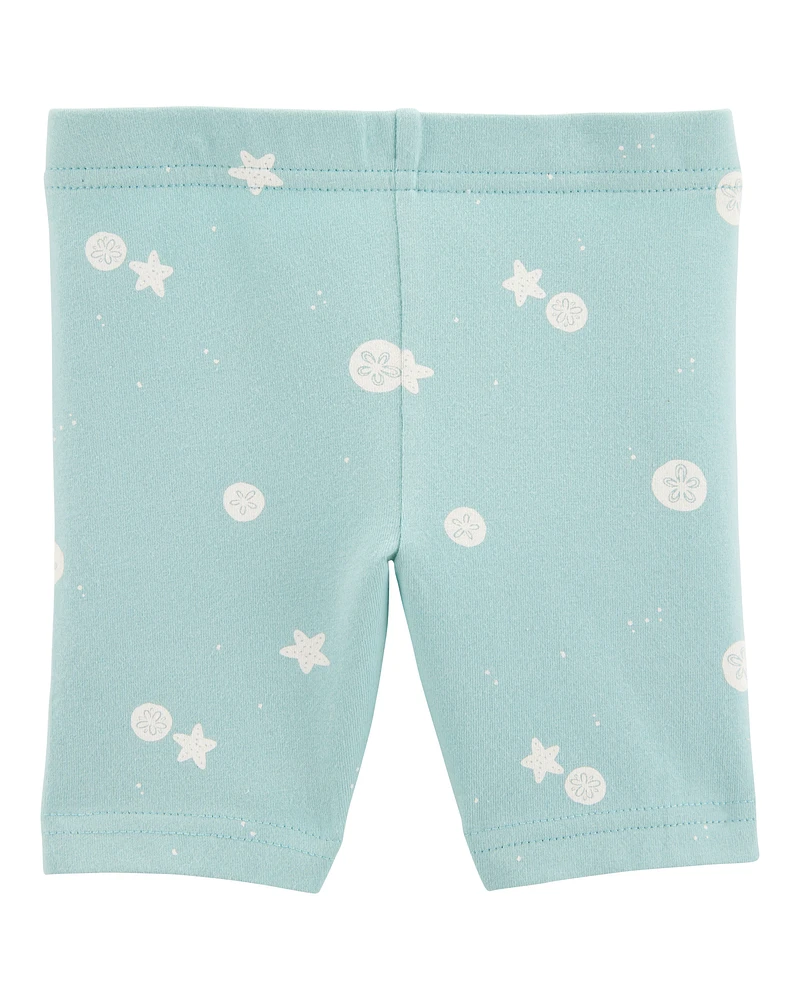 Baby Sea Print Bike Shorts - Green
