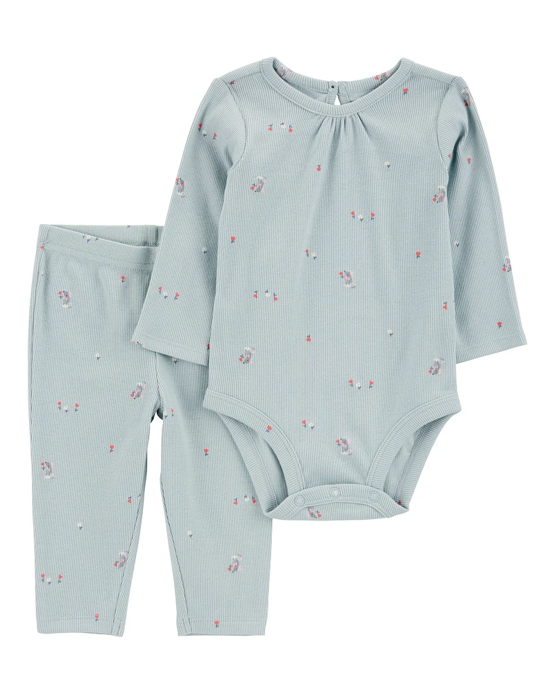 Baby 2-Piece Mouse Print Bodysuit Pant Set