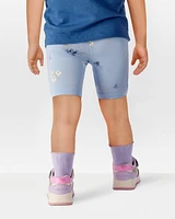 Toddler Floral Bike Short - Blue
