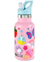 Stainless Steel Canteen Bottle With Stickers - Pink