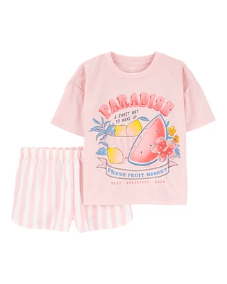 Kid 2-Piece Fruit Print Loose Fit Pyjamas